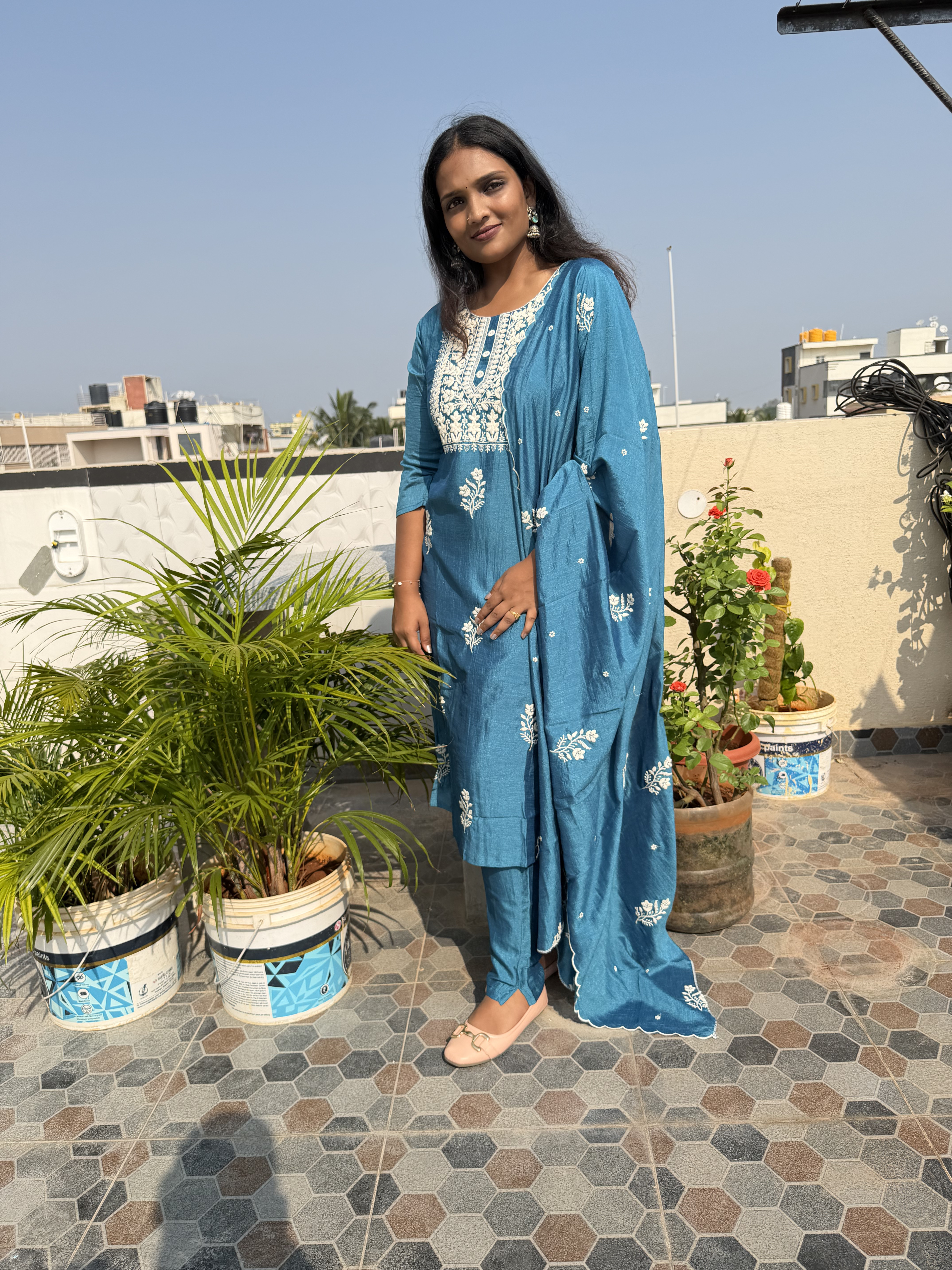 Ryan Material 3 Piece Dress Set — Blue