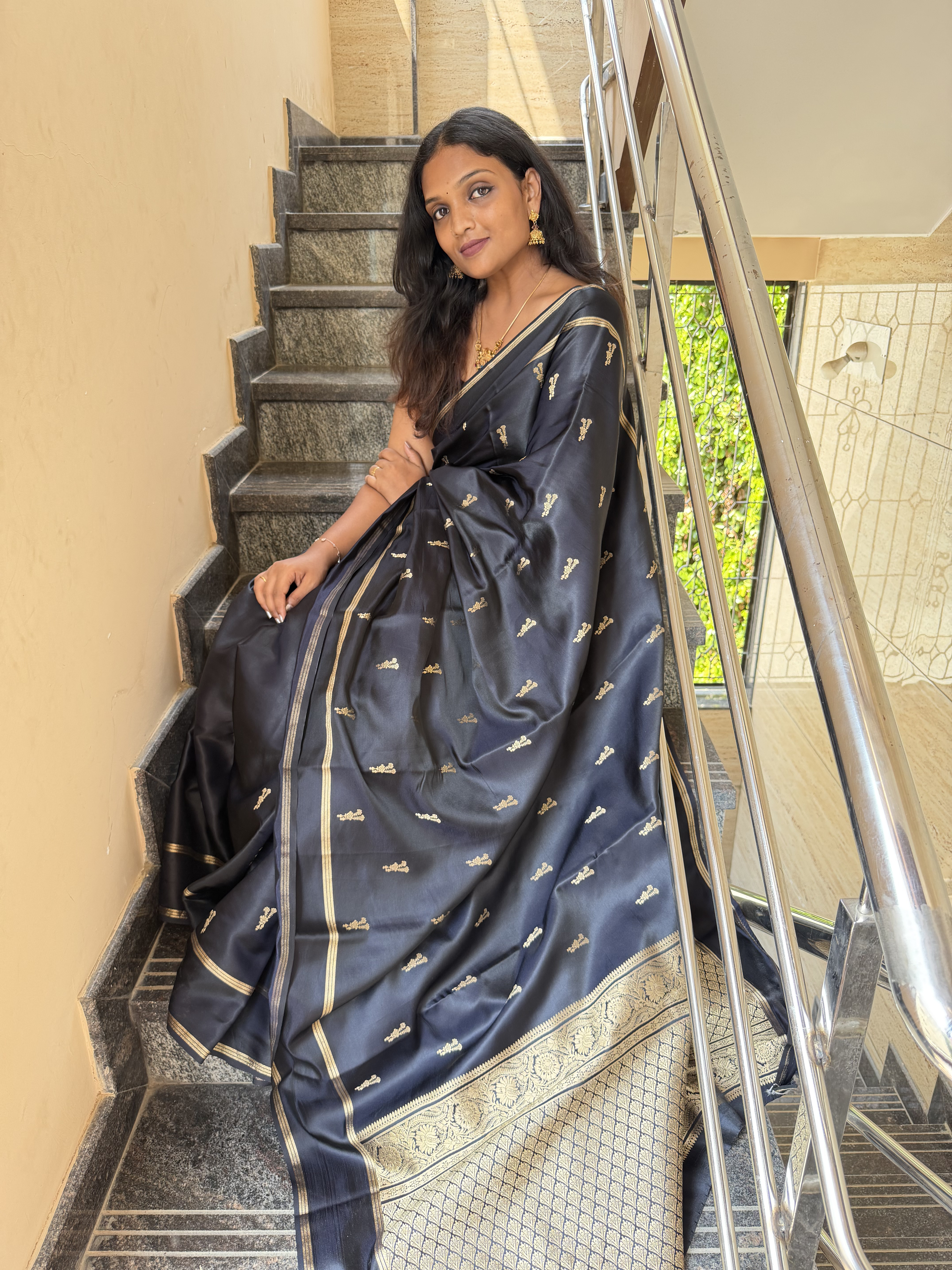 Satin Silk Floral Saree