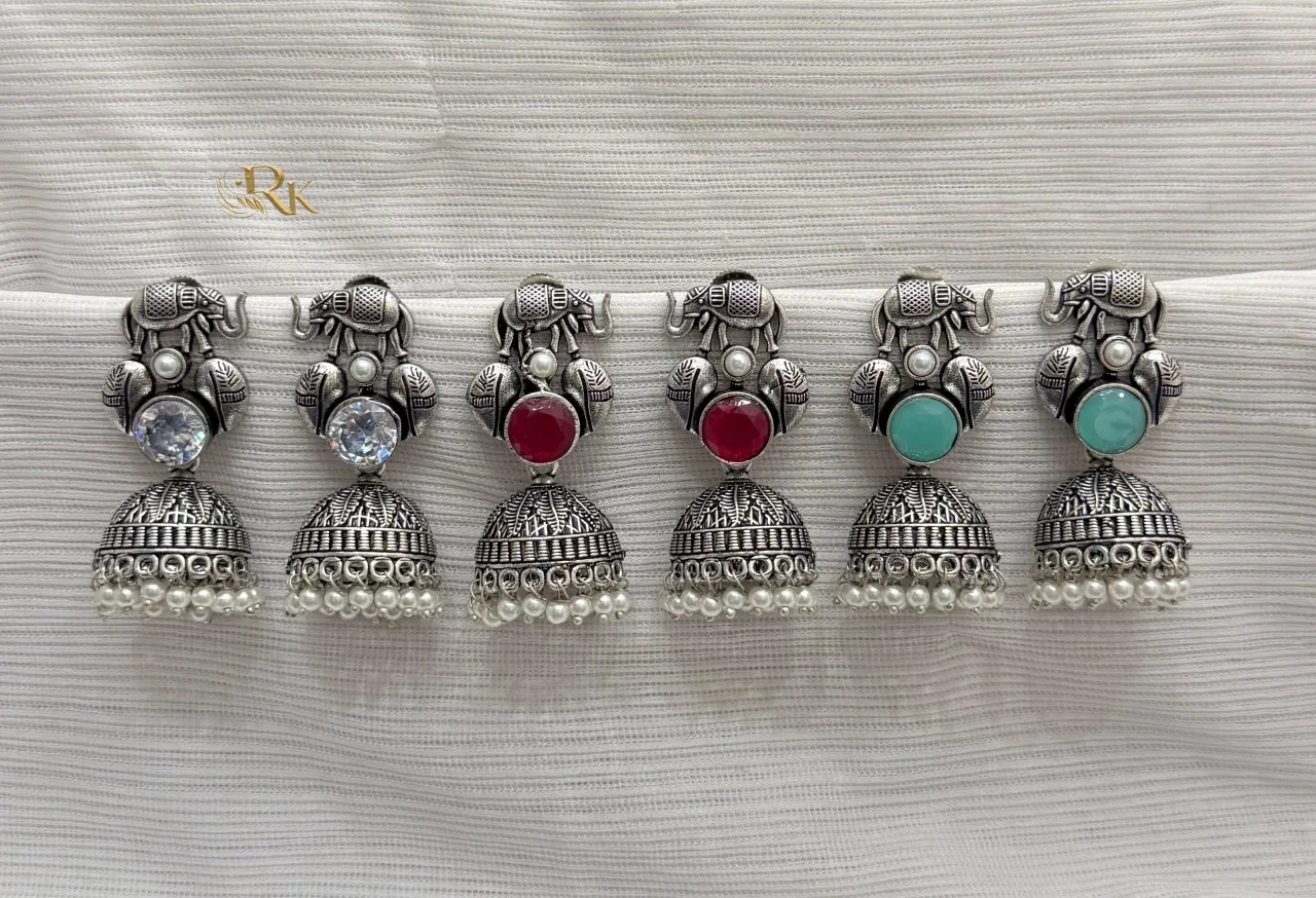 Oxidised Elephant jhumka