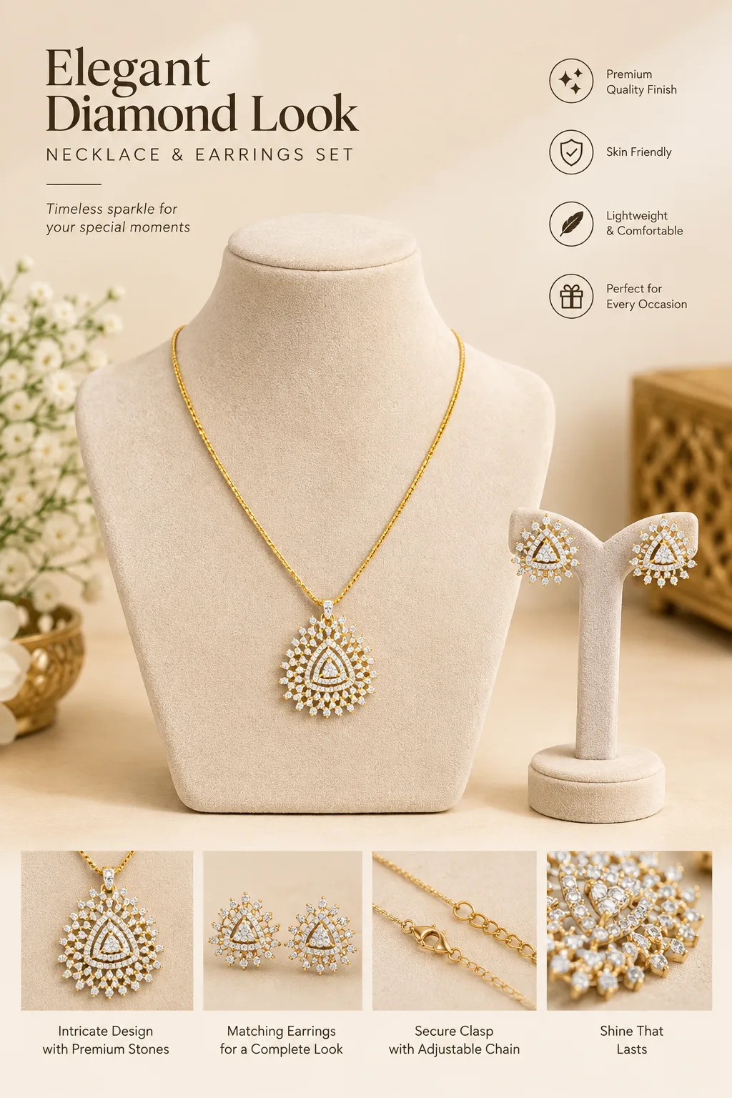 Chain pendant with earrings