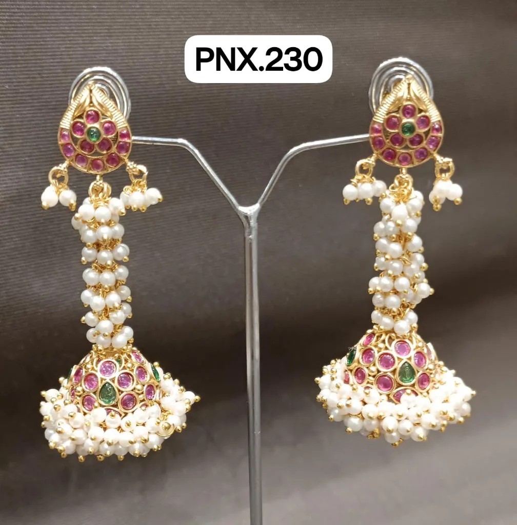 Long Pearl Cluster Designer Jhumka