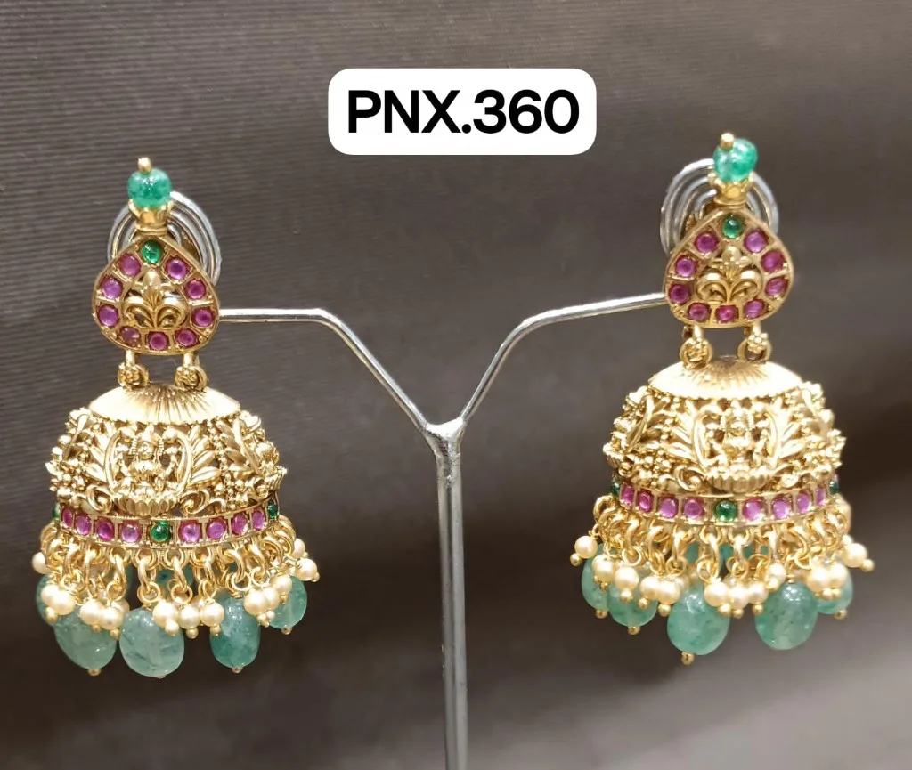 Ornate Multi-Stone Festive Jhumka