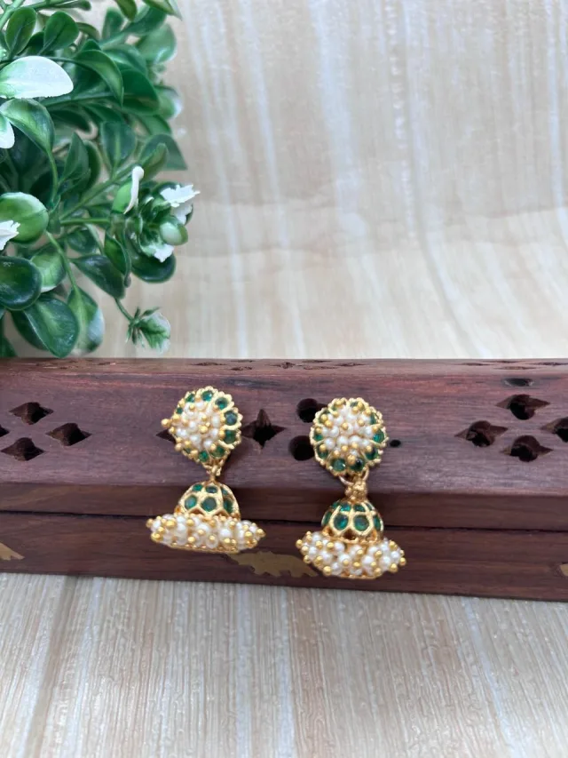 Belli Moda Impon Jhumka  -  Green