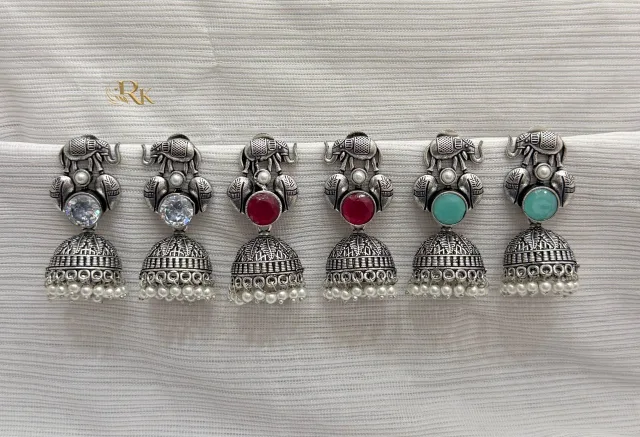 Oxidised Elephant jhumka