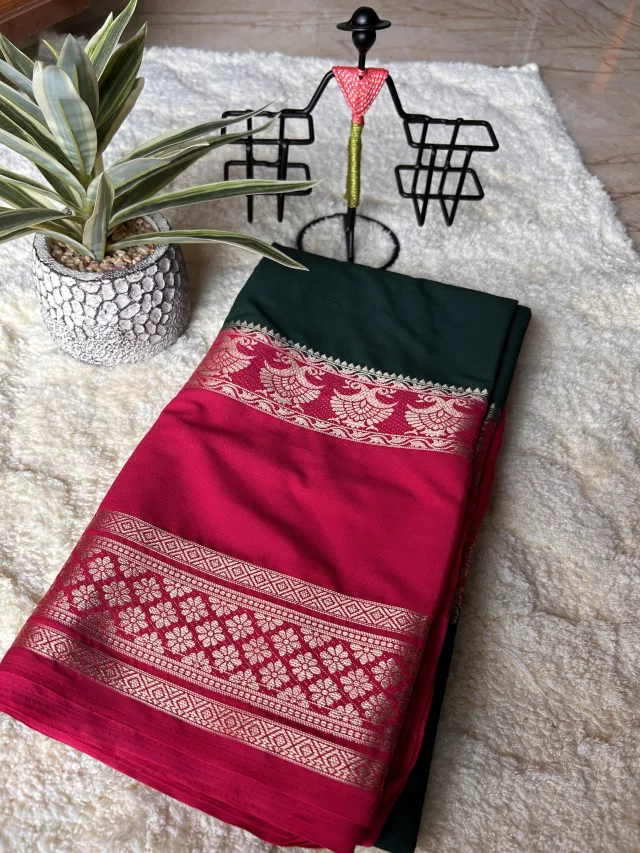 Mysore Semi Crepe Silk — Gandaberunda Border