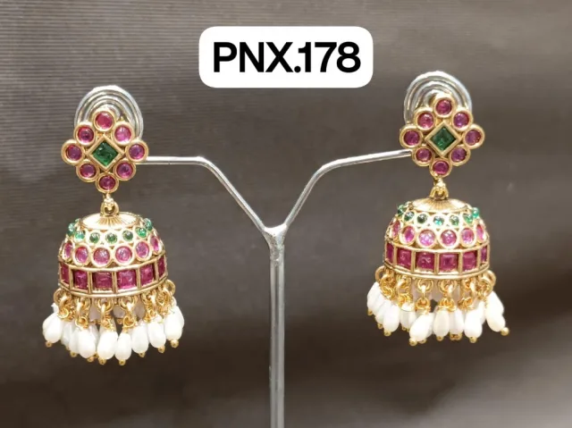 Ruby Emerald Pearl Jhumka