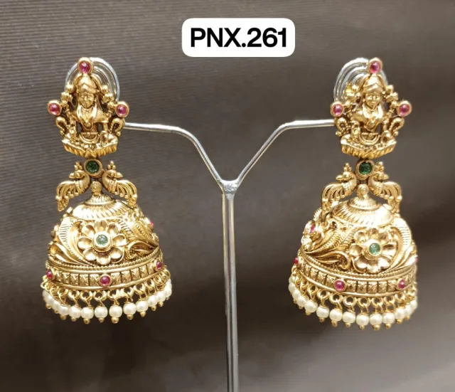 Lakshmi Motif Temple Jhumka