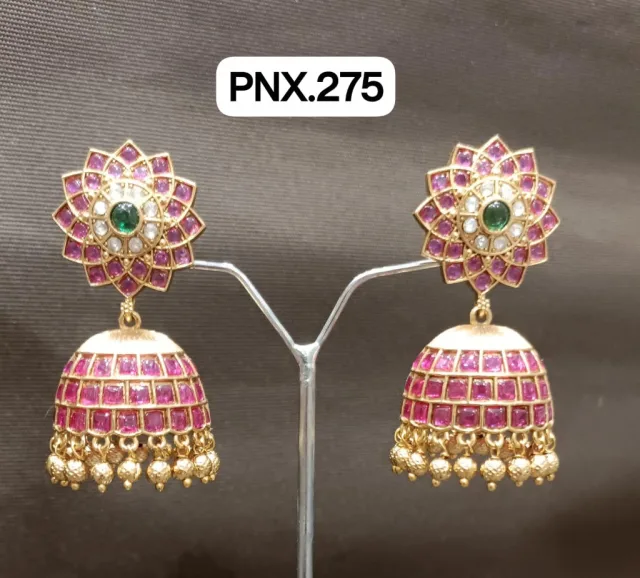 Floral Kemp Stone Jhumka