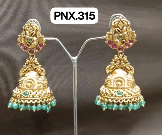 Peacock Antique Temple Jhumka